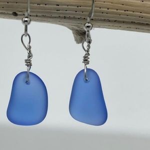 Blue seaglass earrings